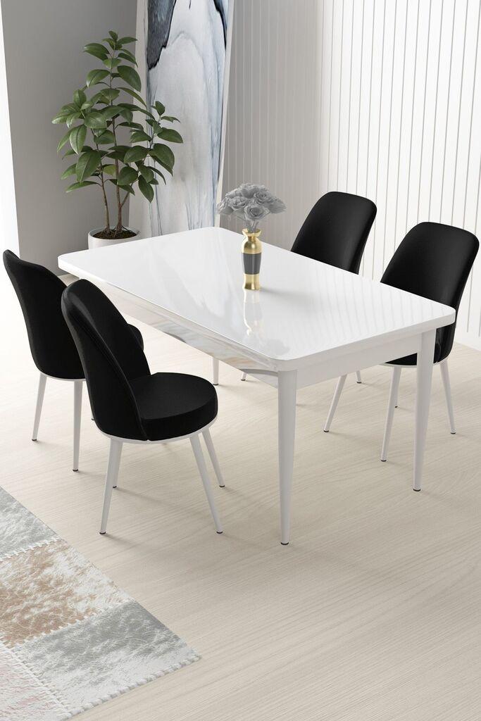 Hanah Home Set Trpezarijski sto i 4 stolice Nile, crno-bijela