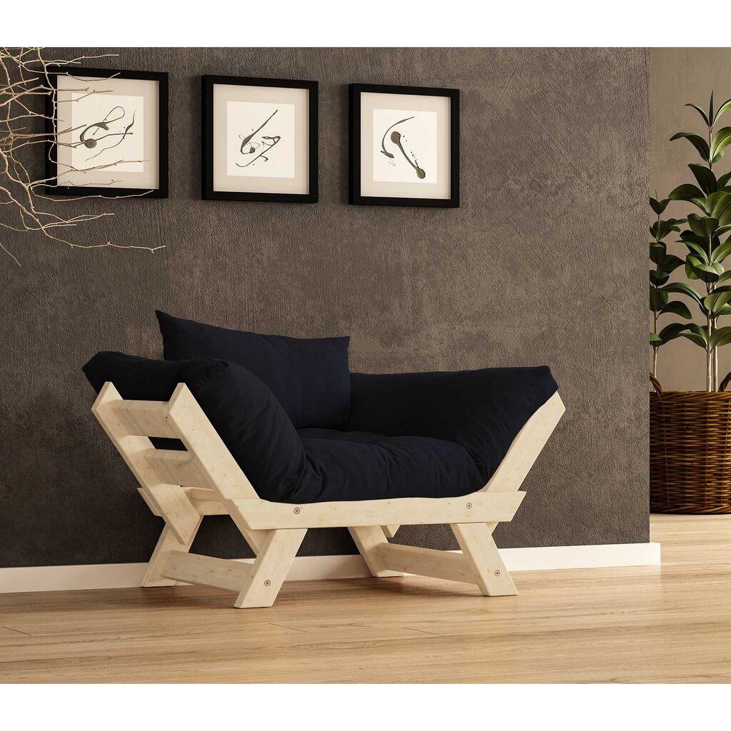 Hanah Home Vrtna sofa s jednim sjedištem i jastukom, Prirodna i crna