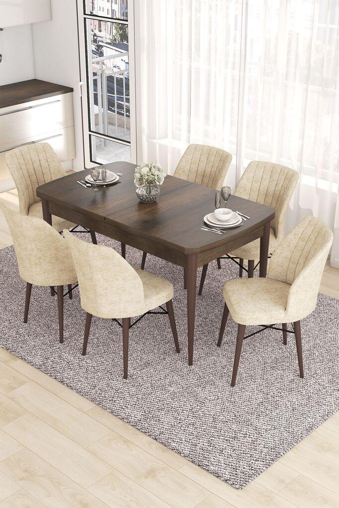 Hanah Home Set Trpezarijski sto i 6 stolica Eva, krem-smeđa