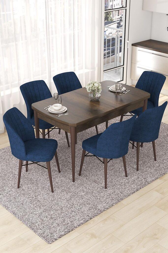 Hanah Home Set Trpezarijski sto i 6 stolica Nef, plavo-smeđa