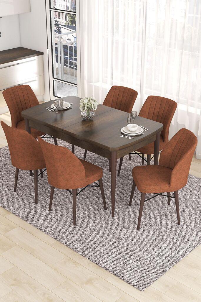 Hanah Home Set Trpezarijski sto i 6 stolica Eva, smeđa
