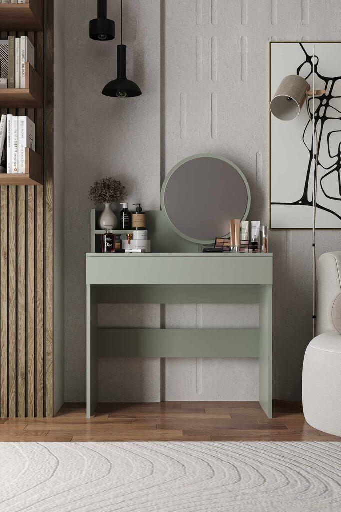 Hanah Home Stol za šminkanje Harmony Mini Okrugli, 90 x 40 x 133 cm, Zeleni