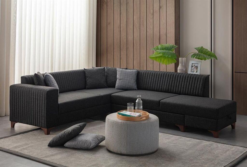 Atelier del Sofa Ugaona sofa na razvlačenje Zapad Desno, 230 x 285 cm, Antracit