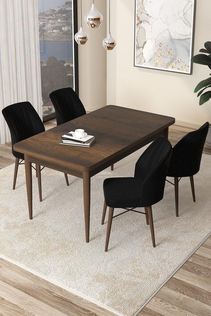 Hanah Home Set Trpezarijski sto i 4 stolice Arp, smeđe-crna