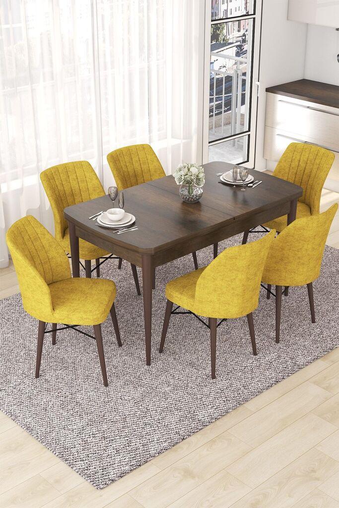 Hanah Home Set Trpezarijski sto i 6 stolica Nef, žuto-smeđa