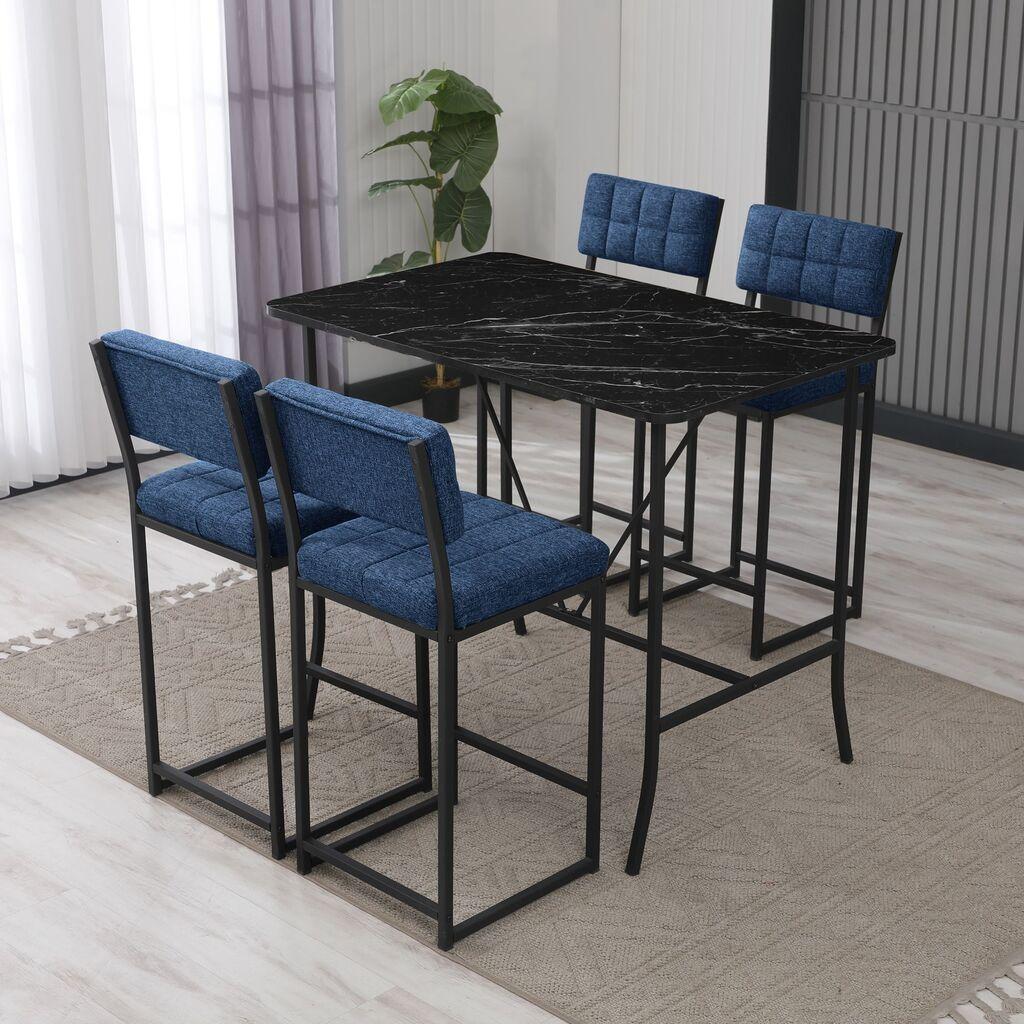 Hanah Home Set barskih stolova i stolica, 110 x 70 x 92 cm, 5 dijelova, Teget