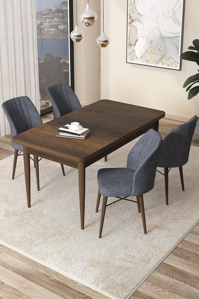Hanah Home Set Trpezarijski sto i 4 stolice Arp, Smeđe-siva