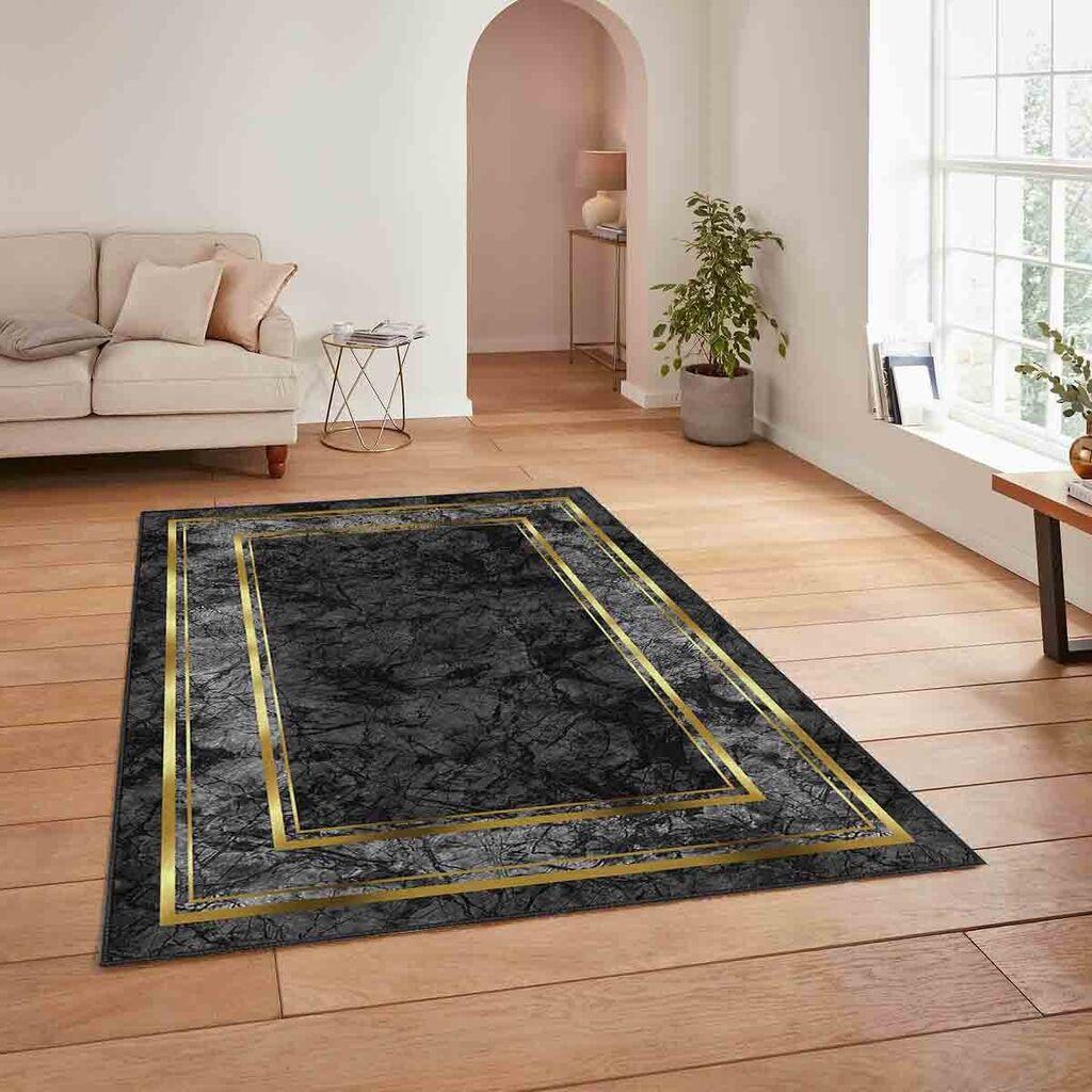 Conceptum Hypnose tepih HM-CRP25-38, pravougaoni, 160 x 230 cm, crno-zlatna boja