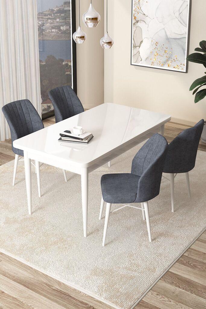 Hanah Home Set Trpezarijski sto i 4 stolice Arp, Teget-bijela