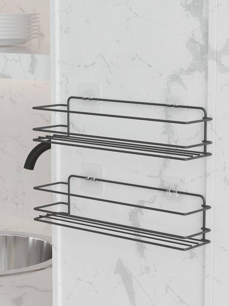 Hermia Organizator za kuhinju, 100% metal, 2 dijela, 360 x 80 x 100 mm, debljina: 2,5-5 mm, crni