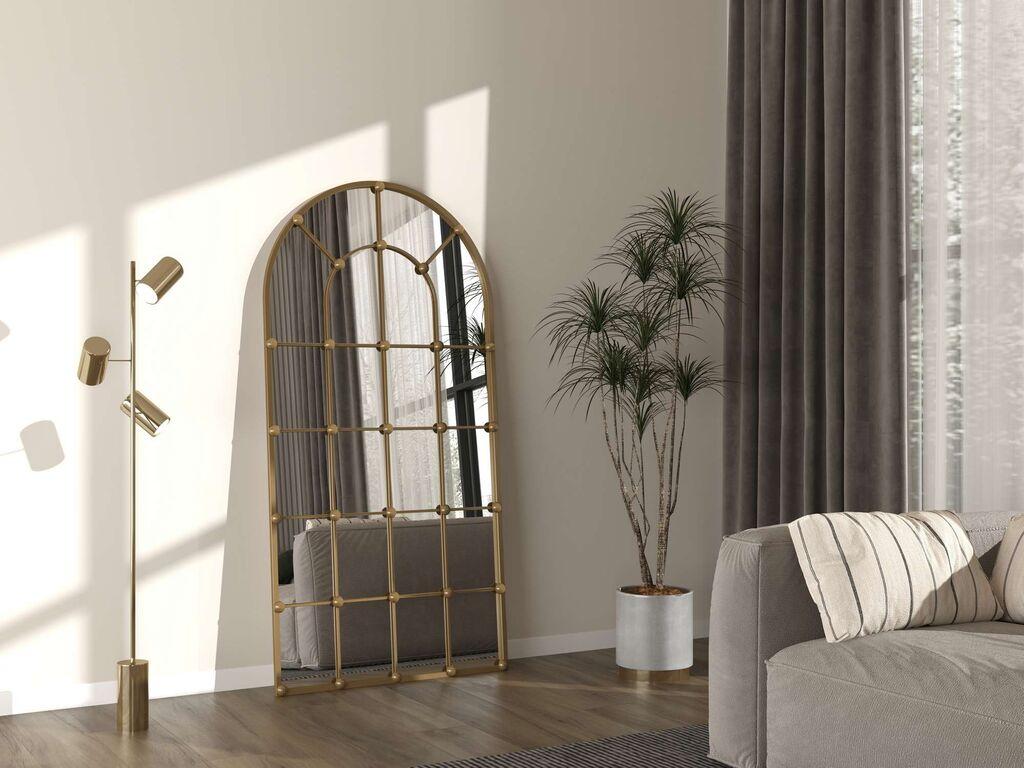 Hanah Home Podno ogledalo Ovalis, 90 cm x 180 cm, Zlatna boja