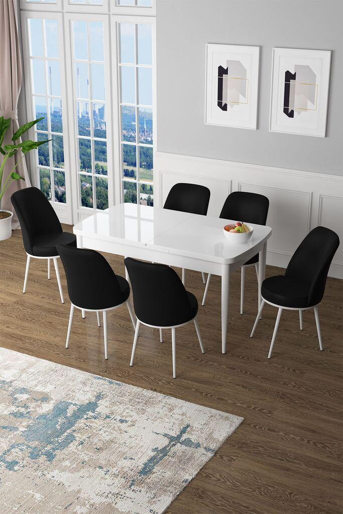 Hanah Home Set Trpezarijski sto i 6 stolica Zen, crno-bijela