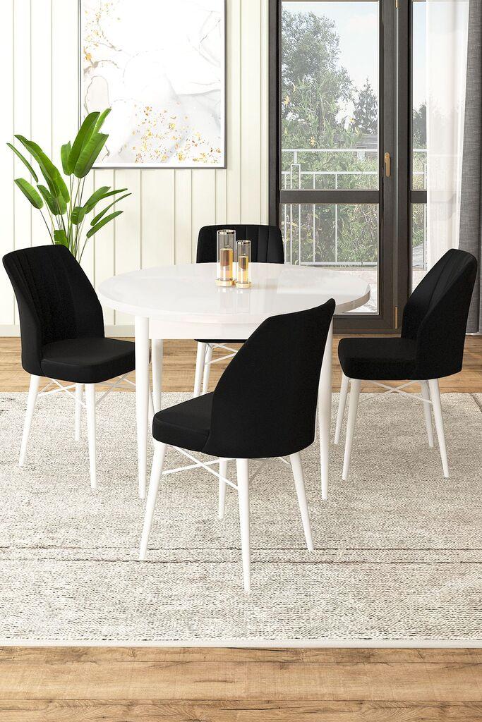 Hanah Home Set Trpezarijski sto i 4 stolice, crno-bijela