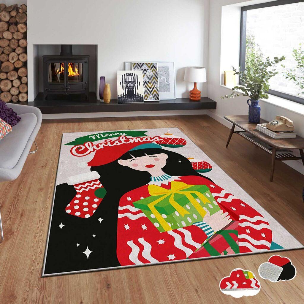 Conceptum Hypnose tepih s novogodišnjim motivima Asr-Crpt-1, Pravougaoni, 80 x 140 cm, Šareni