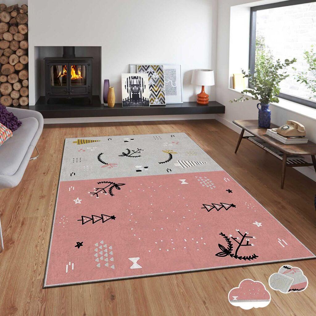 Conceptum Hypnose tepih s novogodišnjim motivima Asr-Crpt-62, Pravougaoni, 80 x 140 cm, Sivo-roza