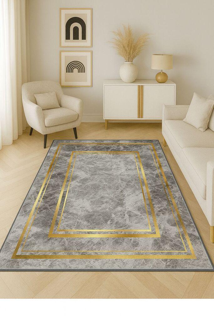 Conceptum Hypnose tepih HM-CRP25-37, pravougaoni, 140 x 220 cm, sivo-zlatna boja