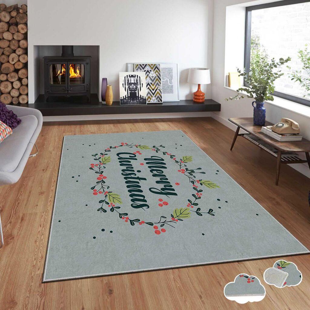 Conceptum Hypnose tepih s novogodišnjim motivima Asr-Crpt-63, Pravougaoni, 100 x 180 cm, Sivi