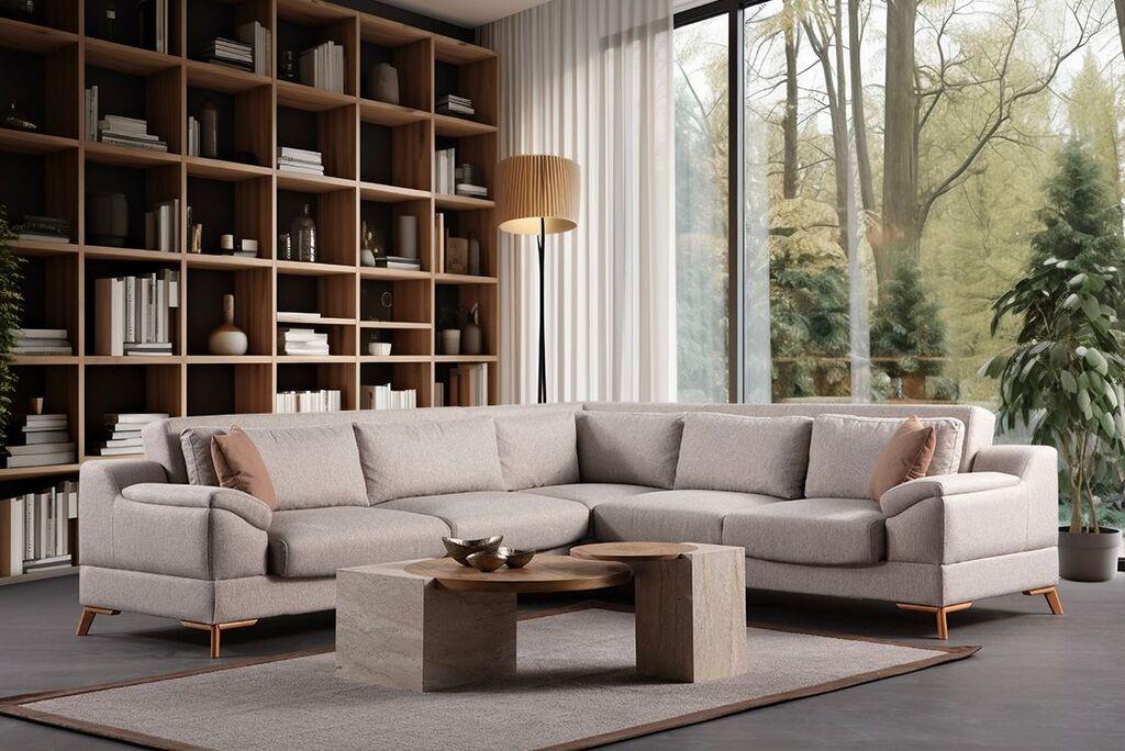 Atelier del Sofa Ugaona garnitura Aqua, 300x275x90 cm, Bež