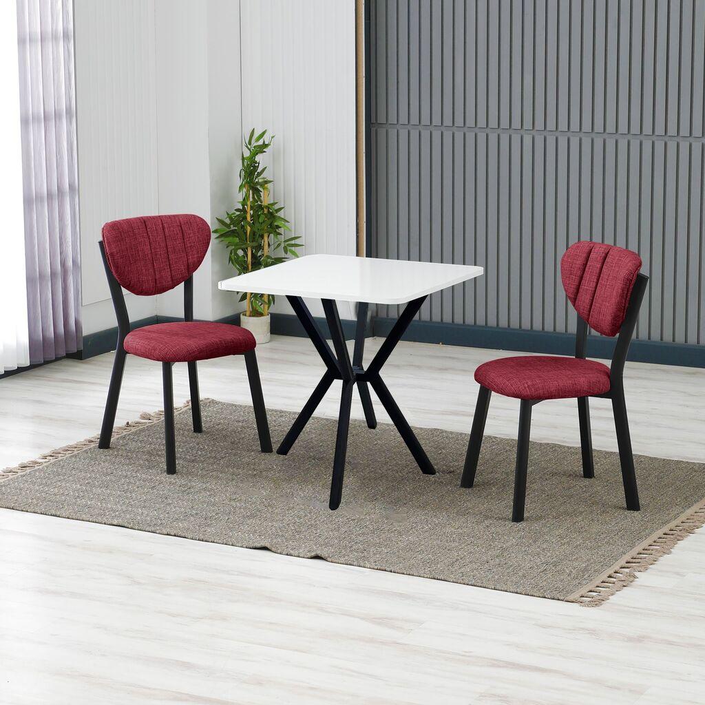 Hanah Home Elma trpezarijski sto i stolice, bordo-bijela