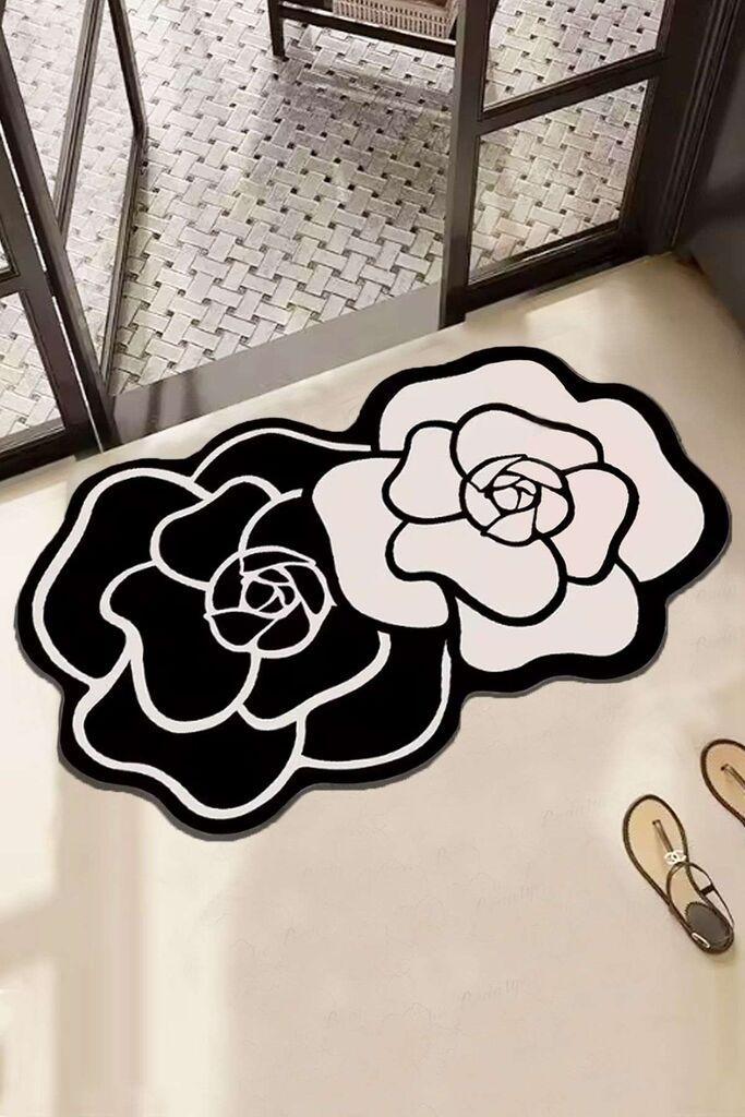 L'essentiel Maison Kupaonski tepih Bungari Rose, 60 x 100 cm, Crno-bijela