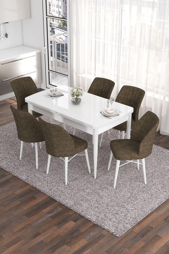 Hanah Home Set Trpezarijski sto i 6 stolica Eva, smeđe-bijela
