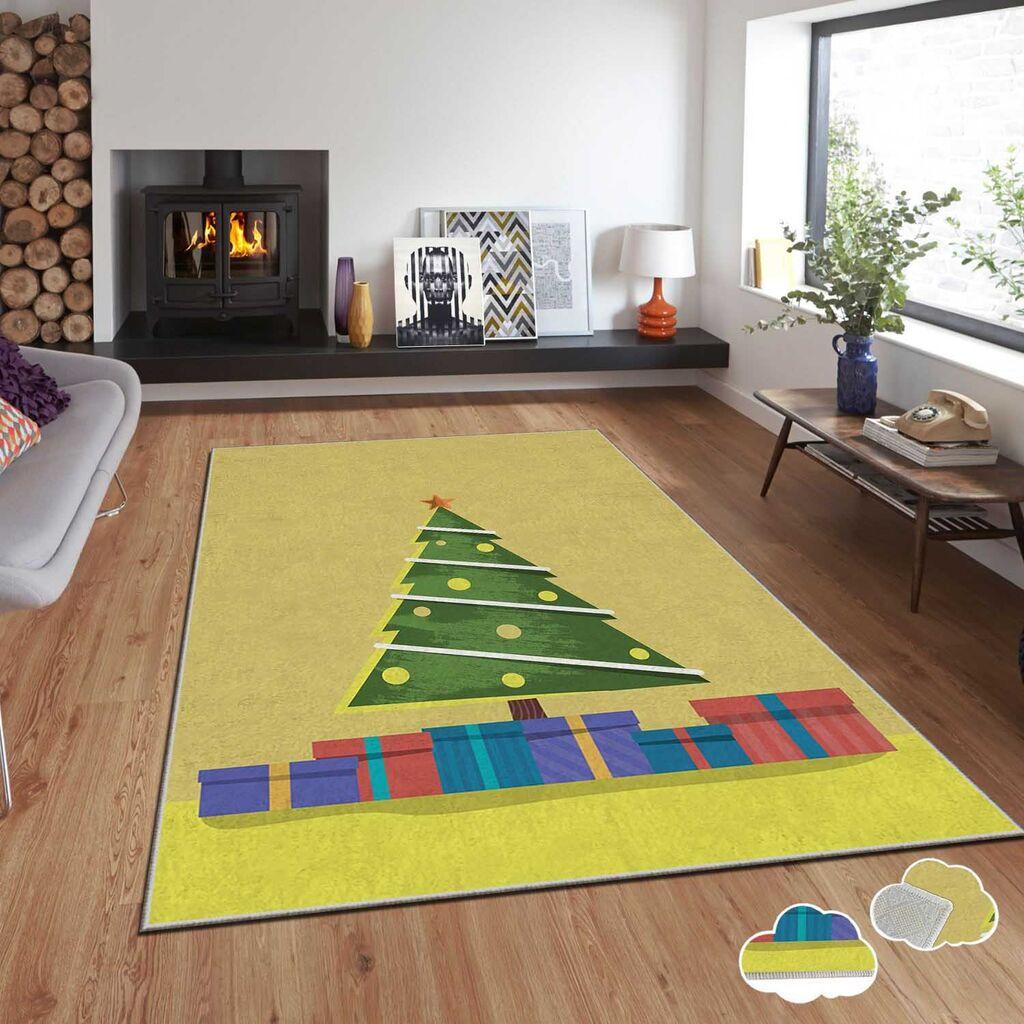 Conceptum Hypnose tepih s novogodišnjim motivima Asr-Crpt-10, Pravougaoni, 180 x 280 cm, Žuti