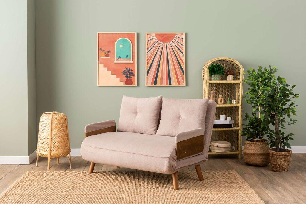 Atelier del Sofa Dvosjed na razvlačenje Cosmo, 190x120x82cm, Prljavo roza