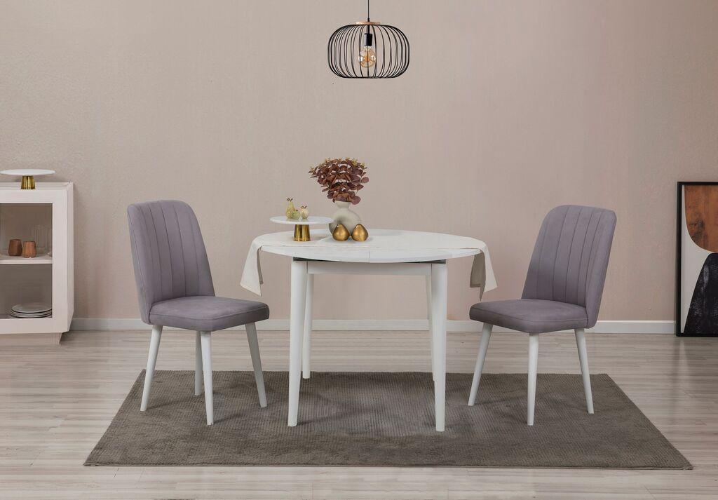 Hanah Home Set Trpezarijski sto i 2 trpezarijske stolice Vina 0701, Bijela