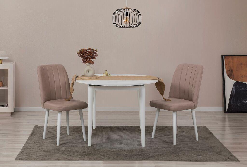 Hanah Home Set Trpezarijski sto i 2 trpezarijske stolice Vina 0900, Bijela