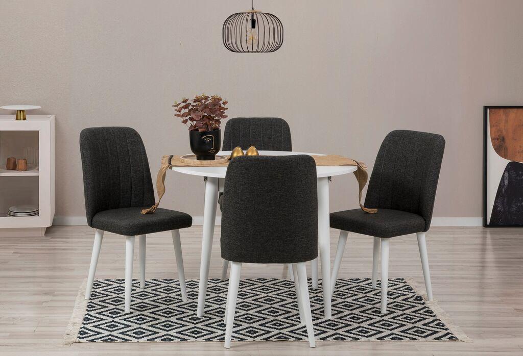 Hanah Home Set Trpezarijski sto i 4 trpezarijske stolice Vina 1053, Crna