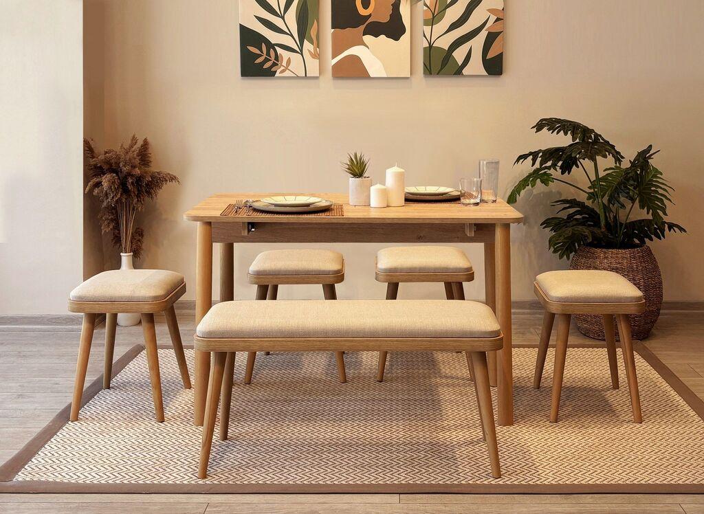 Hanah Home Set trpezarijski sto i stolice Vina Mini 06 1005, Smeđa