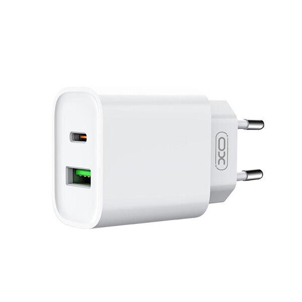XO Punjač zidni  CE02A PD 20W QC 3.0 18W 1x USB/1x USB-C white + USB-C/USB-C kabl GSM177825