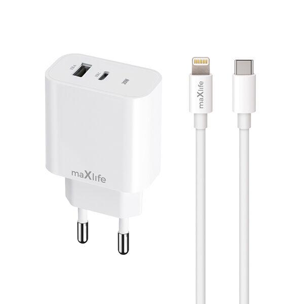 Punjač  MXTC-06-20AC bijeli PD QC 1xUSB-C 1xUSB 20W + USB-C Lighting kabl OEM0101314