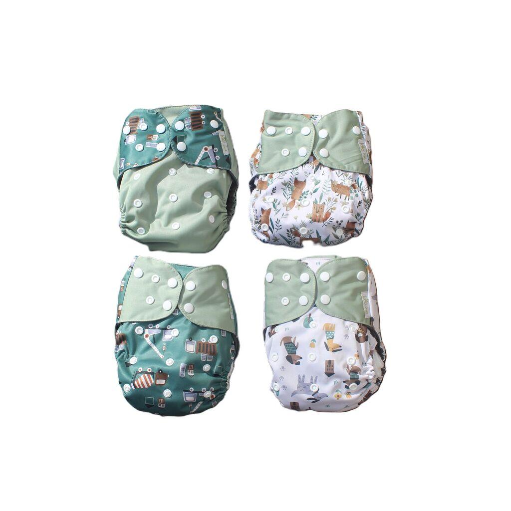 Laki San Paketić Sivi 4 Pelene + 4 Umetka, Zelene Životinjice I Autići