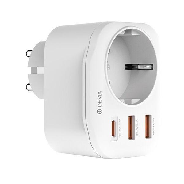 Devia Zidna utičnica i punjač  WW09-F-PD 20W sa izlazima 1xUSB-C 2xUSB 3A bijela BRA013534