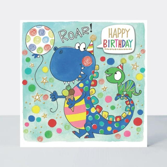 Rachel Ellen Čestitka Chatterbox - Happy Birthday - Dinosaurs With Balloon