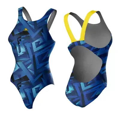 Turbo Ženski Jednodjelni Kupaći Wide Strap Spiral Royal - 3XL