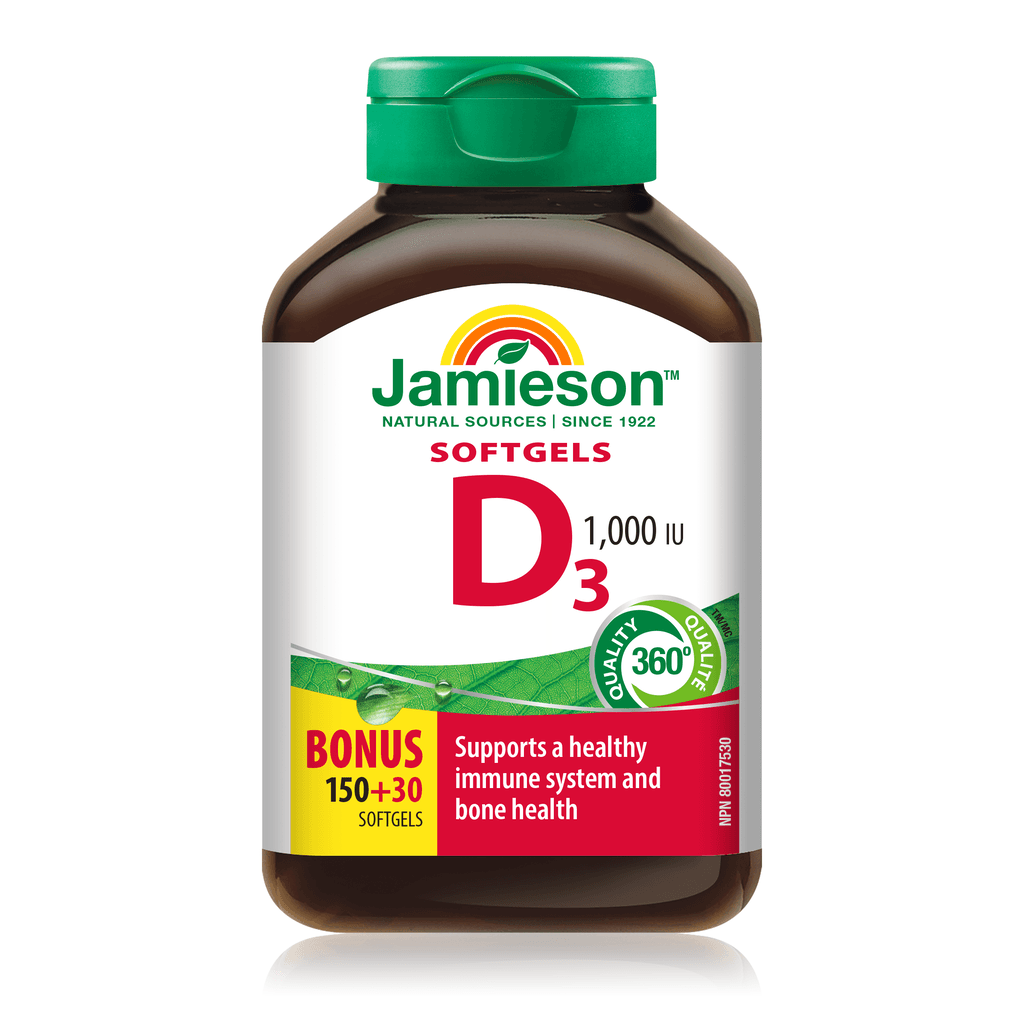 Jamieson Vit D 1000 IU 150+30 softgel cap.
