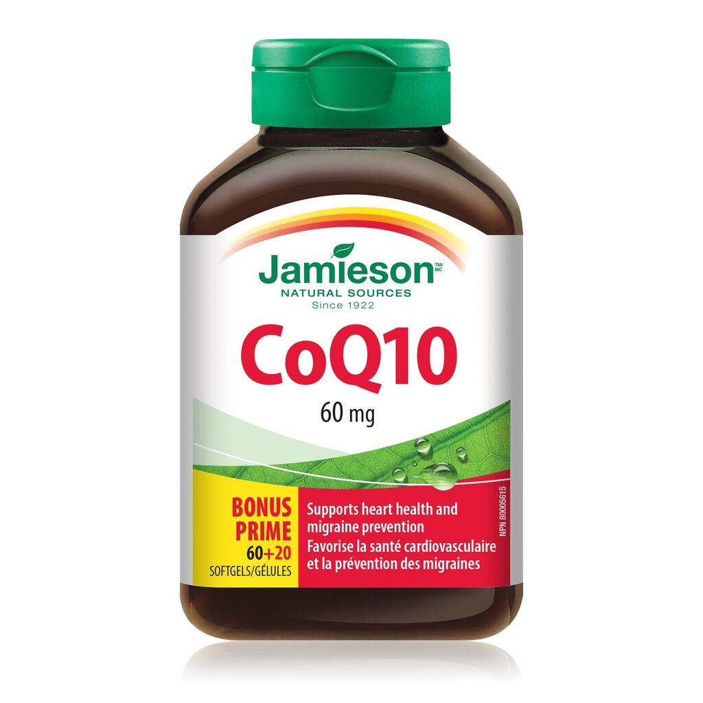 Jamieson CoQ10 60mg 60+20 BONUS softgel cap.