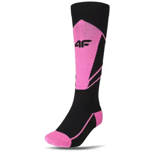 4F Ženske skijaške čarape F150, crne i roze