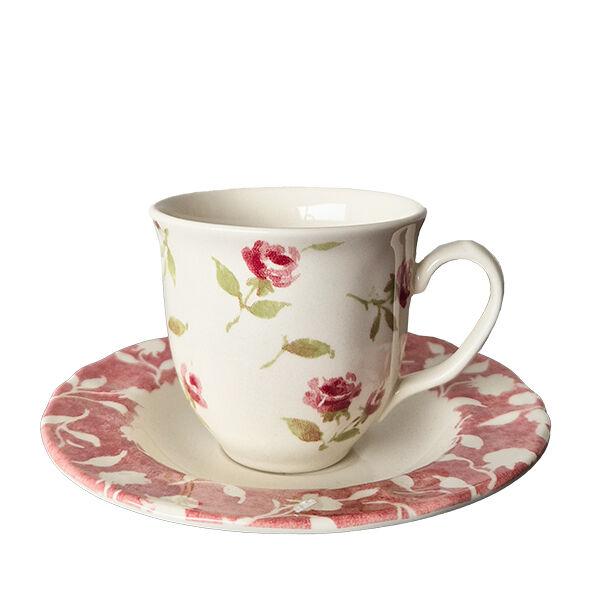 Šoljice Za Kafu Fina Kuća Set/6 160Ml Flower Rose Tamno Crvene Ruže/Roza Tacna