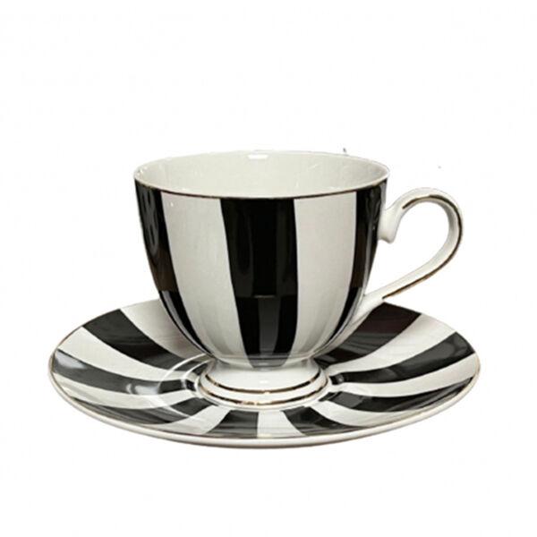 Šoljice Za Kafu Fina Kuća Set/6 200Ml Black Love Dekor Crno Bijele Štrafte