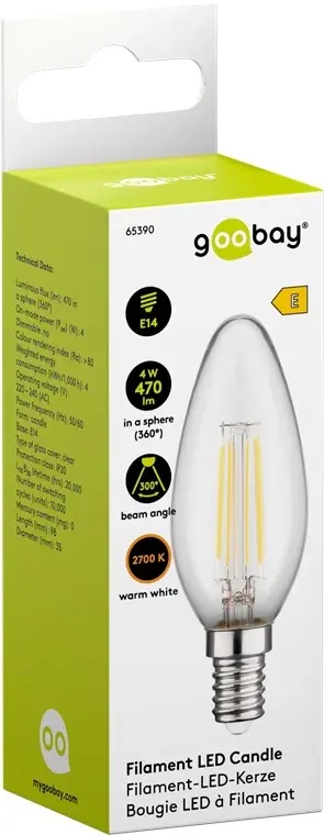 Goobay LED Sijalica Filament, 4 W, transparent E14, 65390