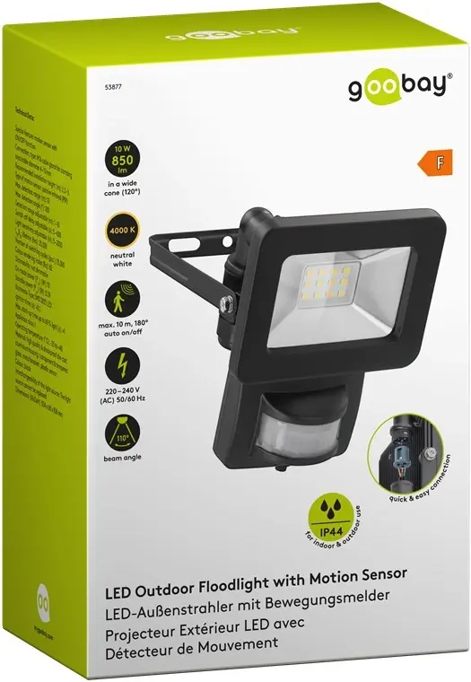 Goobay LED Reflektor Floodlight, 10 W, Motion Sensor 53877