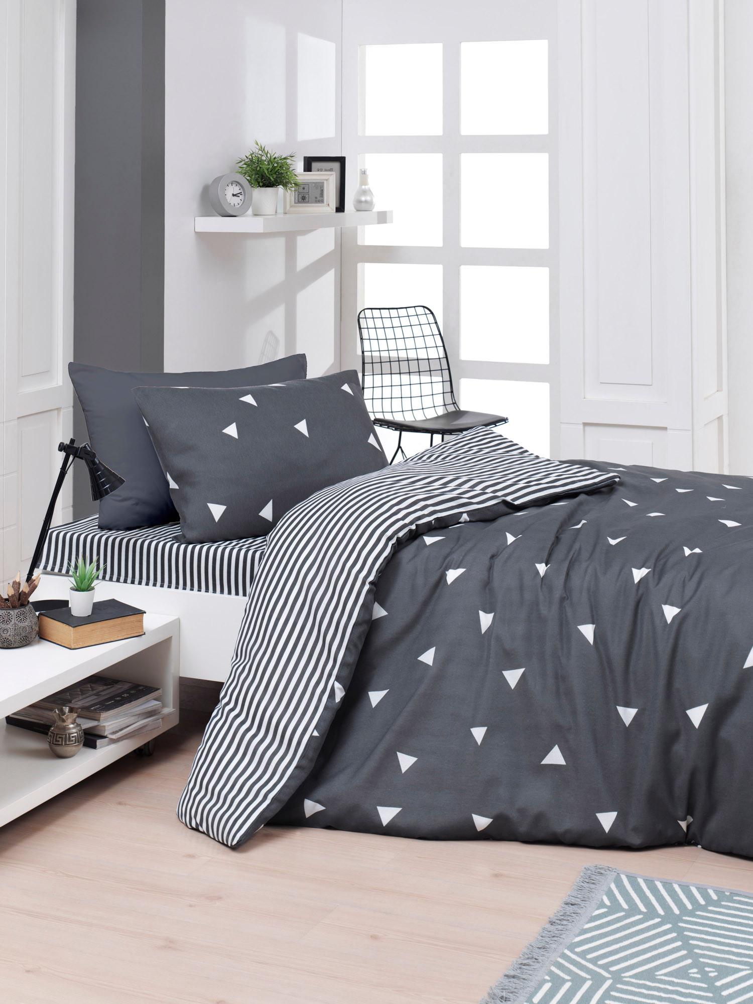 L'essentiel Maison set posteljine Ucgen, 160x220cm, tamno siva