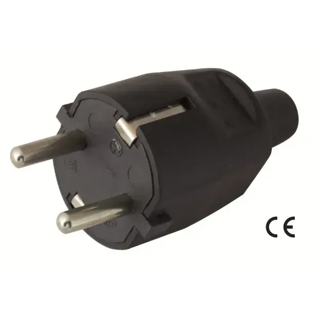 Maurer Utikač dvopolni šuko, Gumeni, 16A/250V, Crni