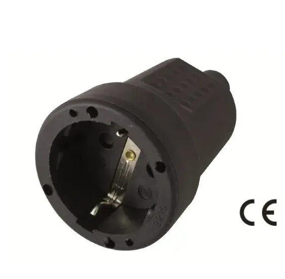 Maurer Utičnica dvopolna šuko, Gumena, 16A/250V, Crna