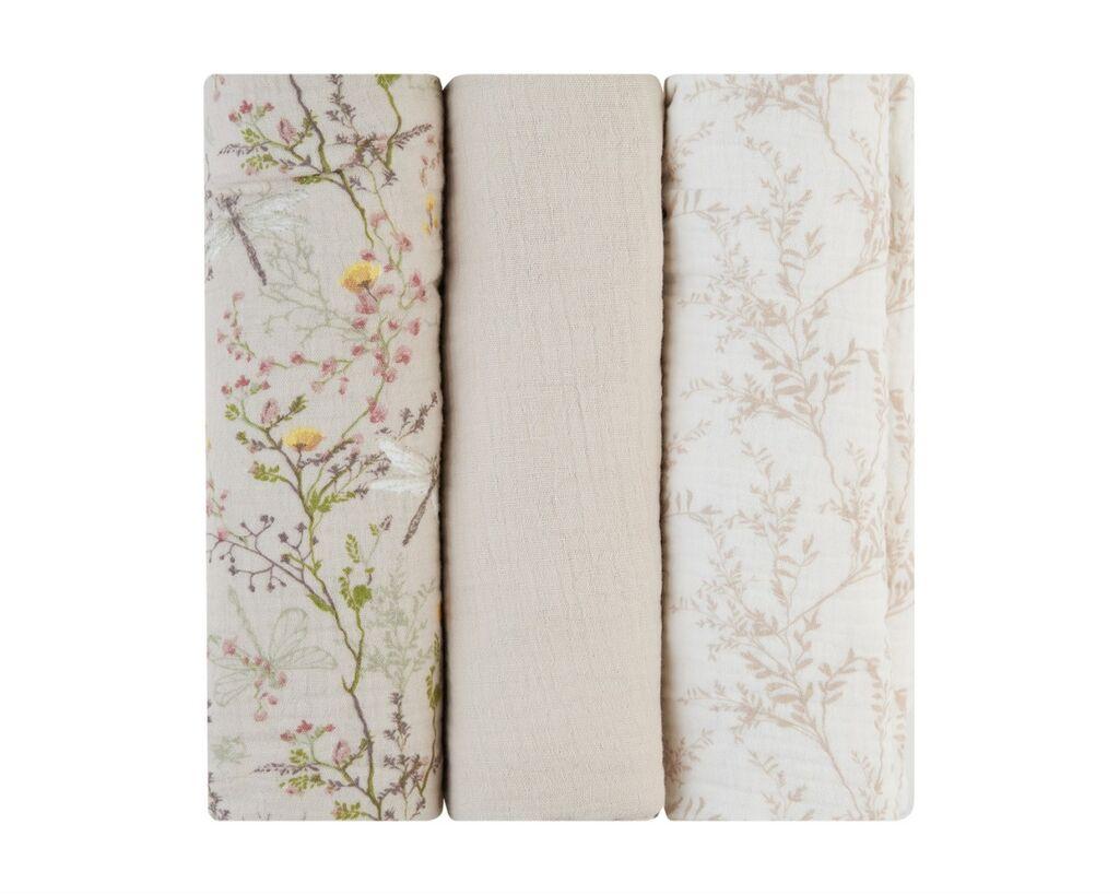 Kikka Boo Muslin Set Za Povijanje 3 Kom 100X100 Cm Secret Garden, Bež