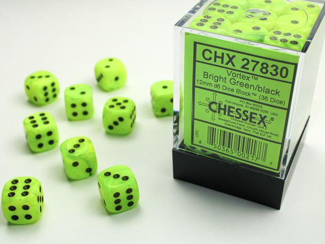 Chessex Kockice 12mm (36), Zelena