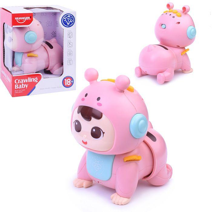 HUANGER Igračka beba koja puzi sa svijetlima i muzikom HE.0708, Roze